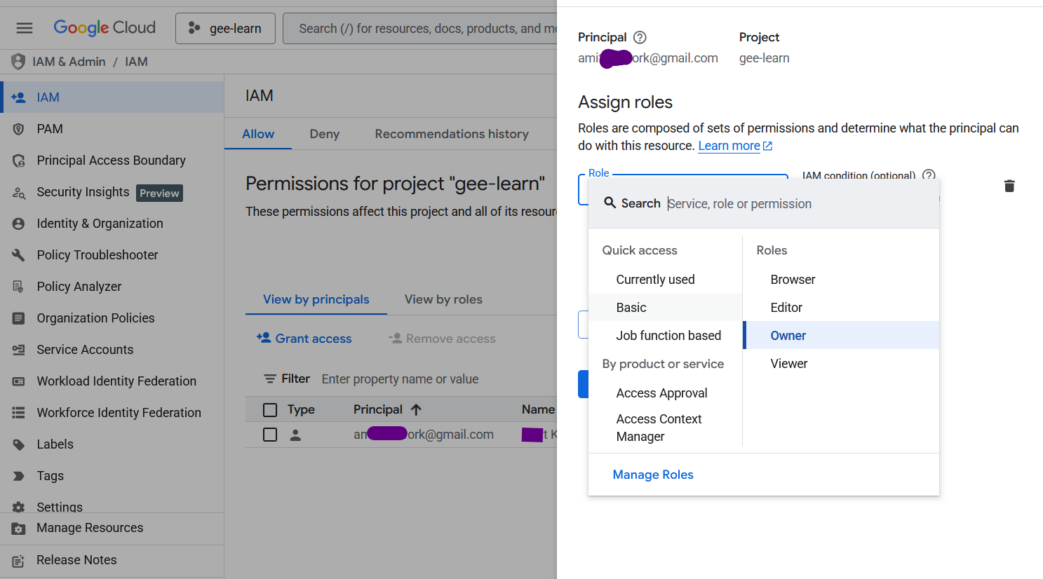 Set Google Cloud permissions for Earth Engine setup